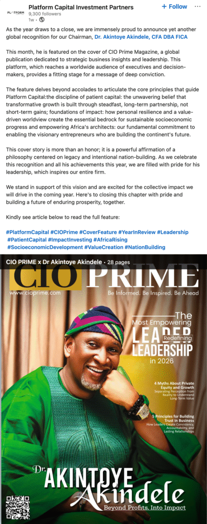 Akintoye Testimonial