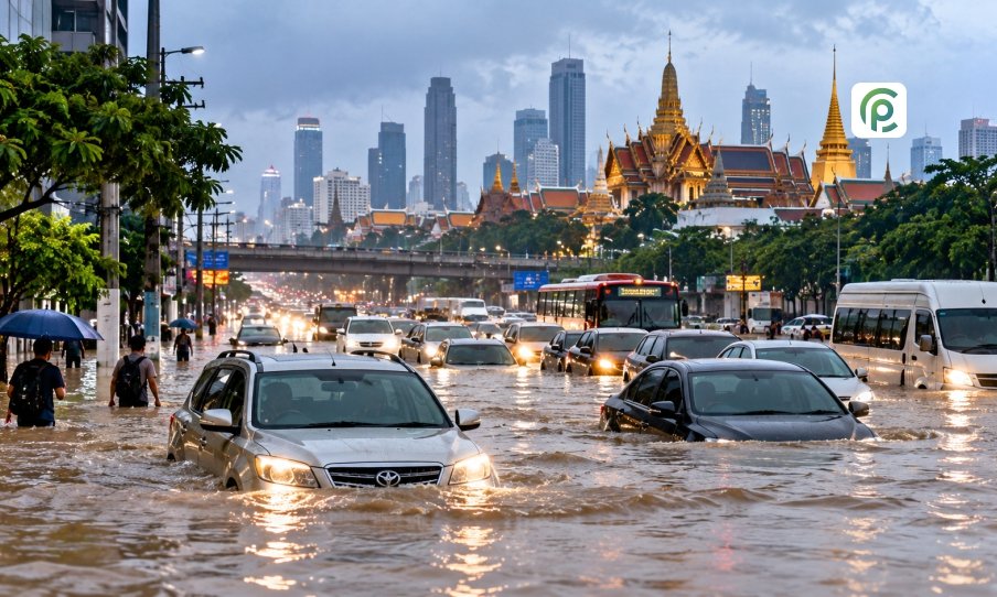 Bangkok Flood Videos Show Cars Stranded as 50 Districts Declared Disaster